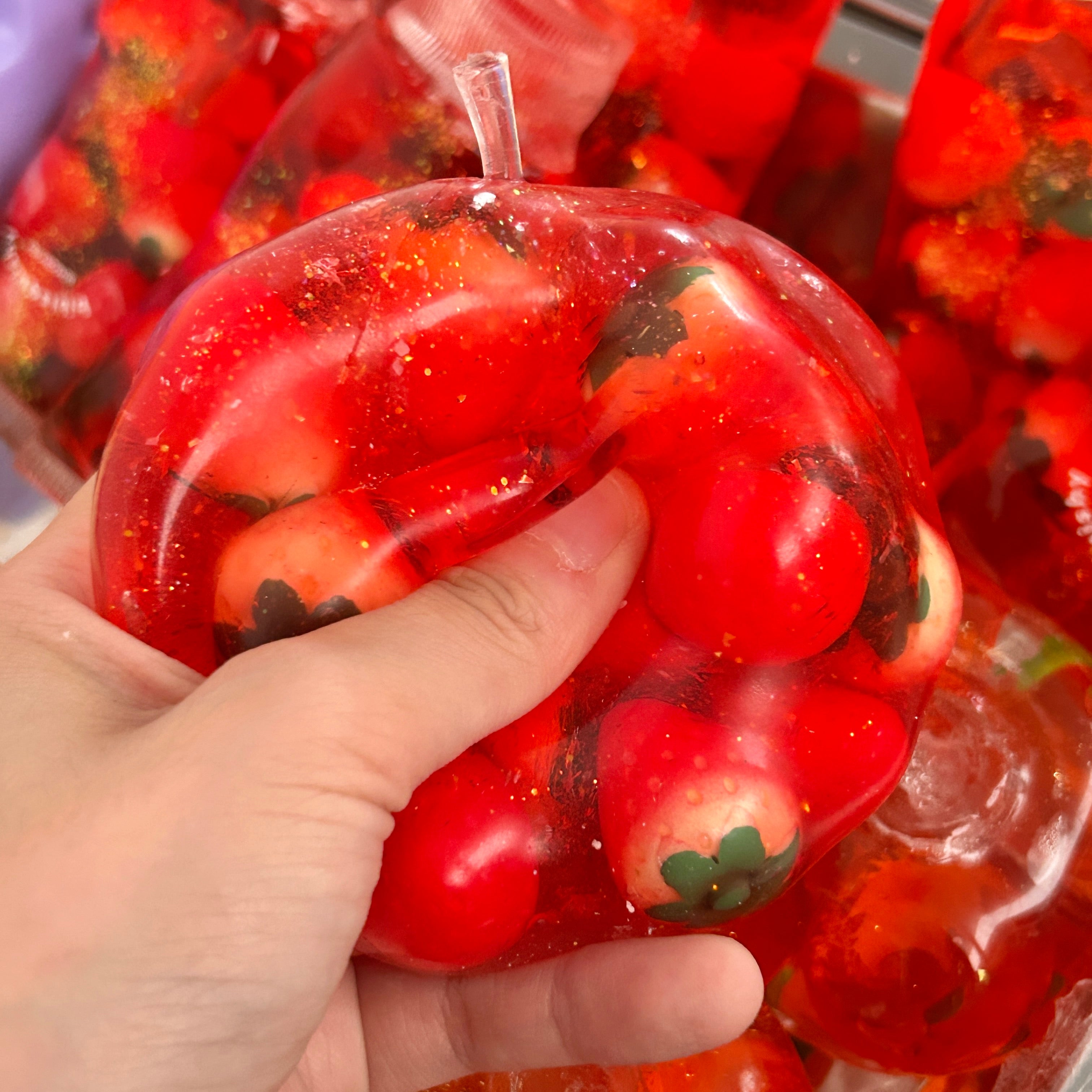 Strawberry Glitter Apple Squishy ✨
