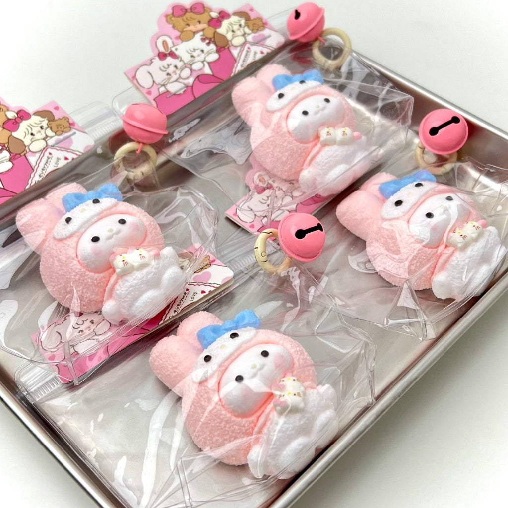 Pink Bunny Suit Baby Squishy Toy