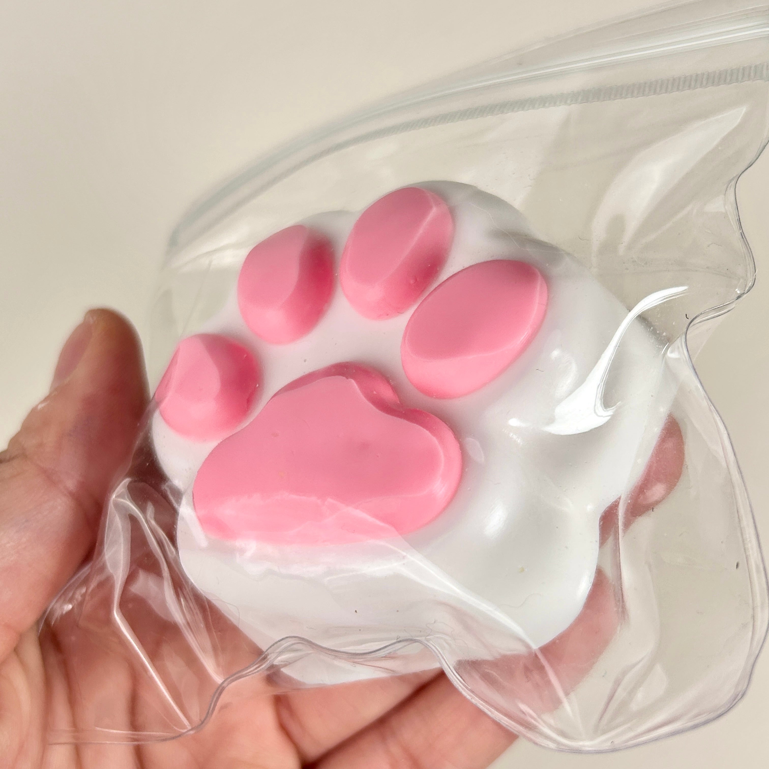 Small White pink Catpaw Squishy Toy