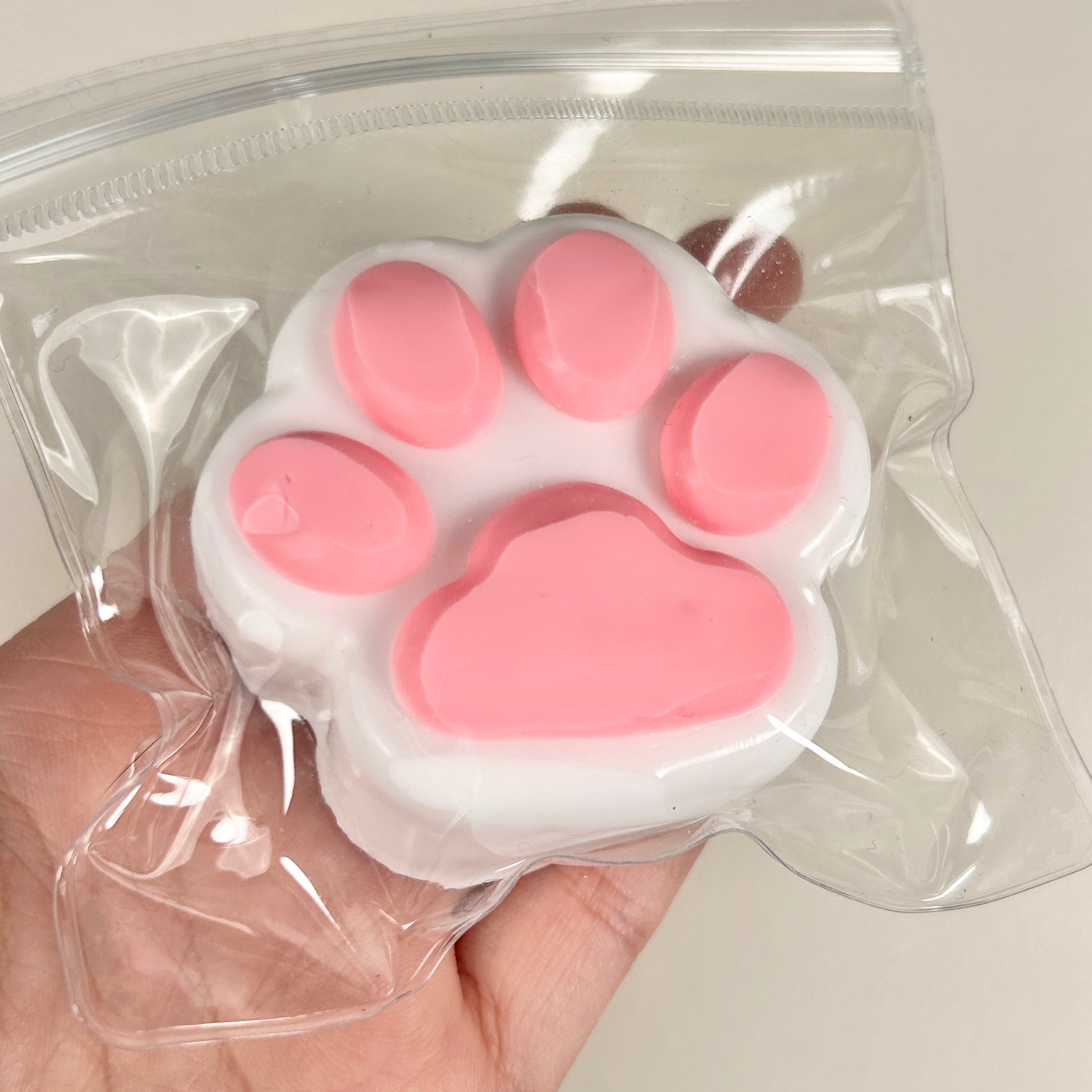 Small White pink Catpaw Squishy Toy