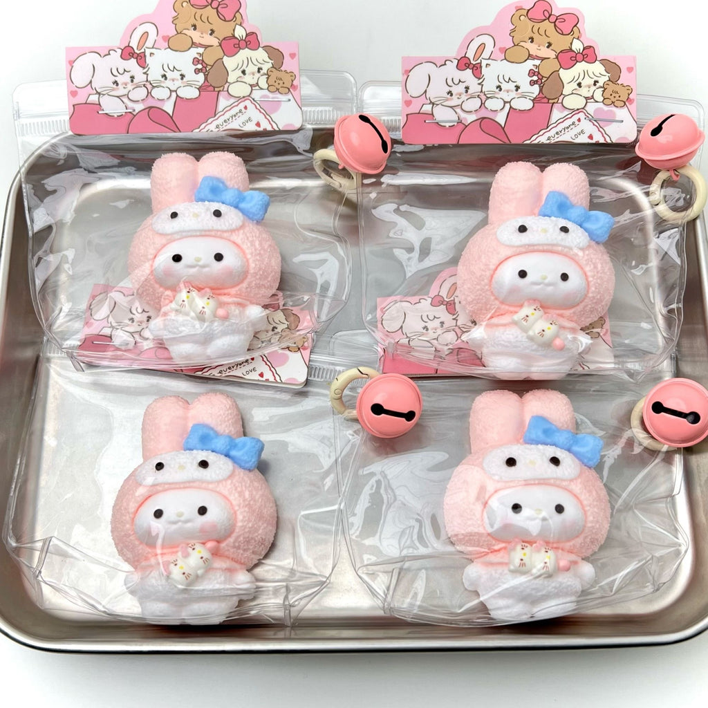 Pink Bunny Suit Baby Squishy Toy