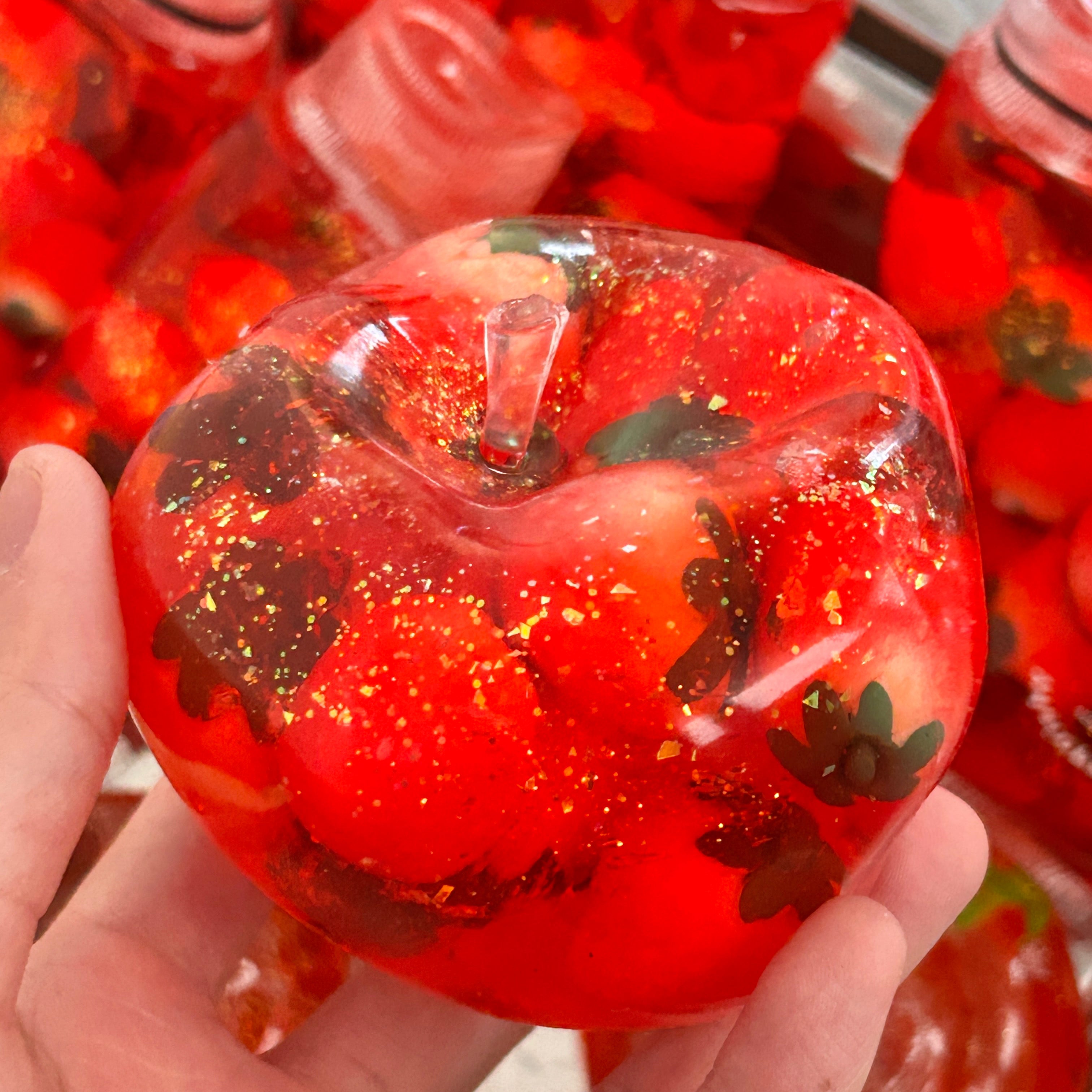 Strawberry Glitter Apple Squishy ✨