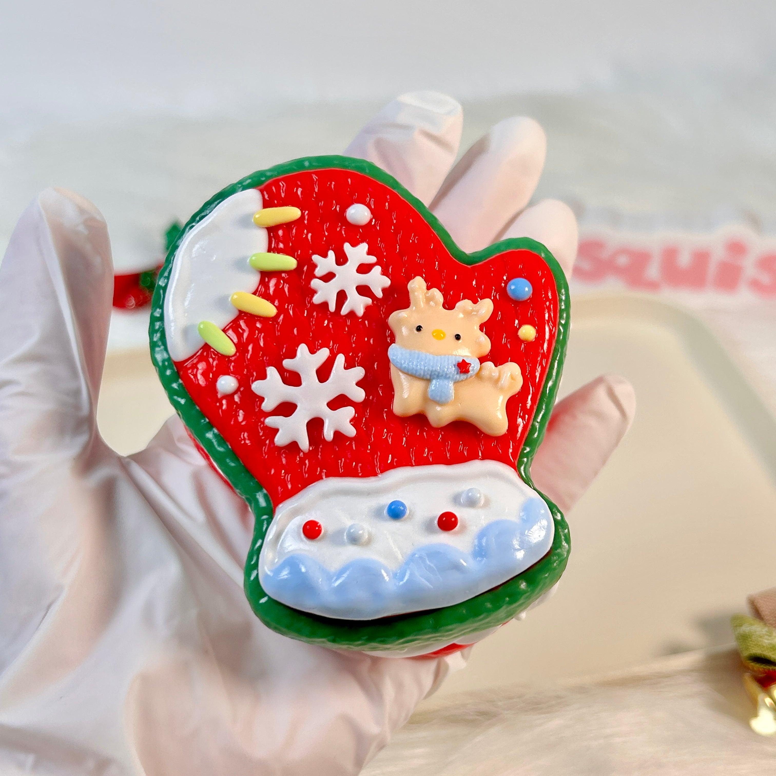 Christmas Gloves Cookie Squishy Toy