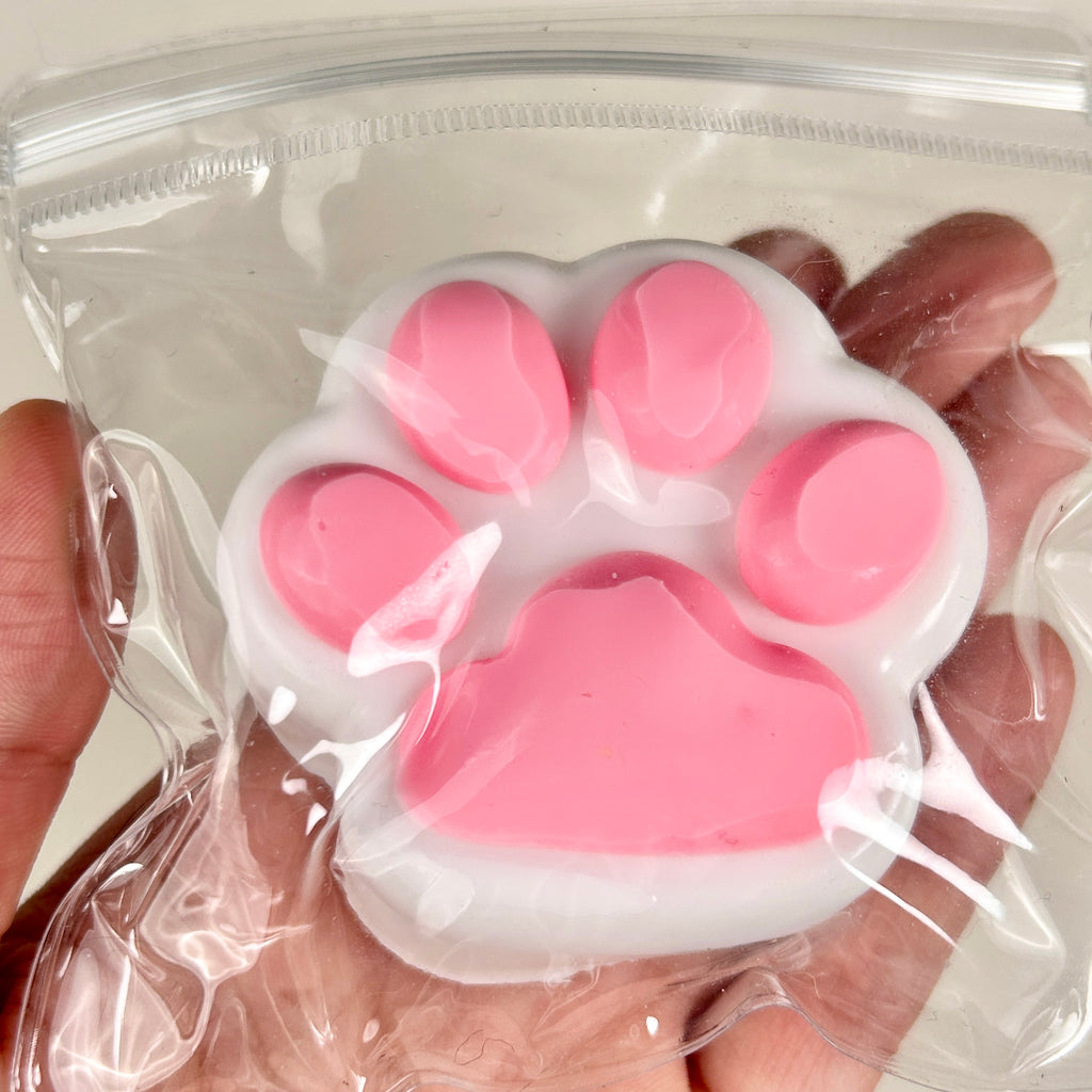 Small White pink Catpaw Squishy Toy