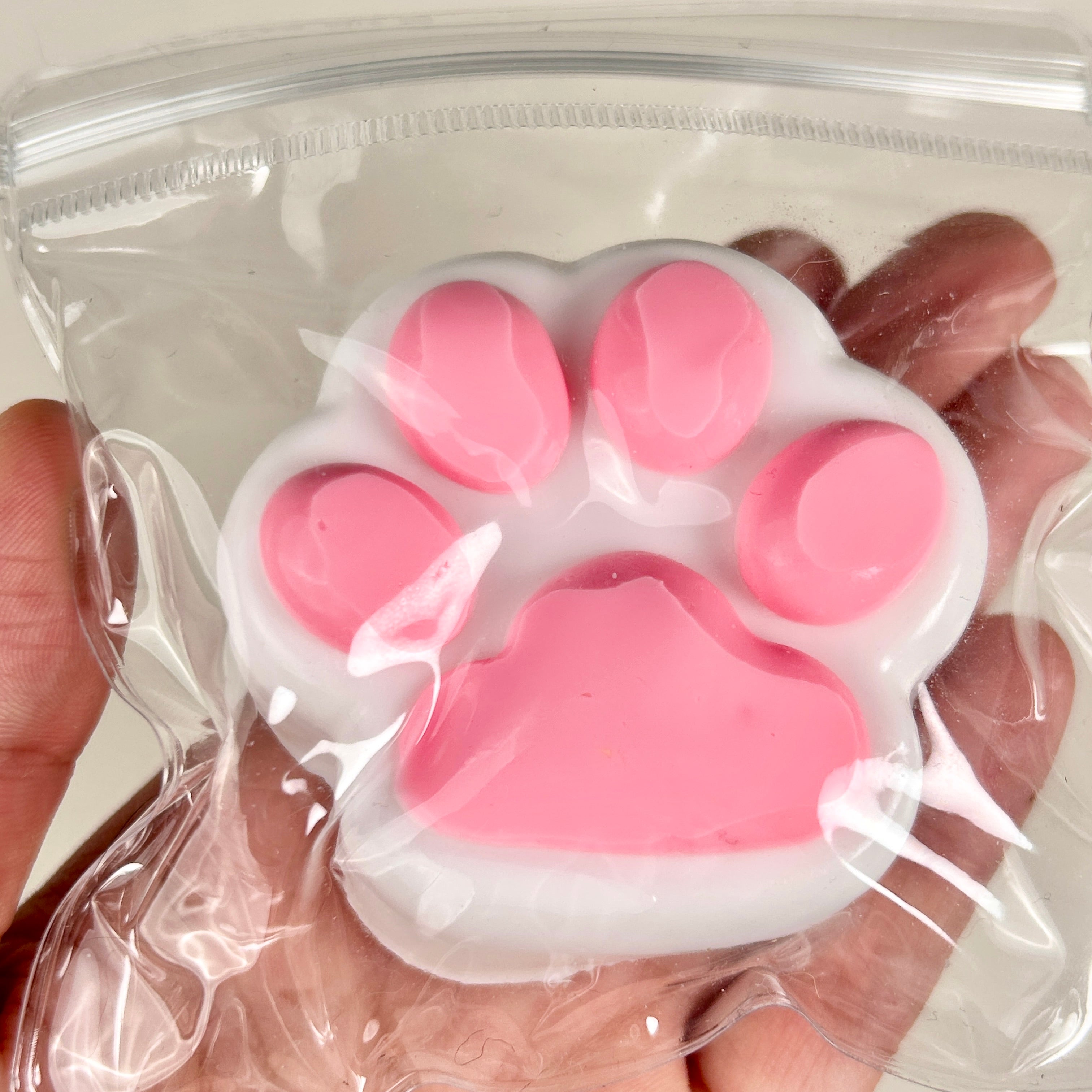 Small White pink Catpaw Squishy Toy