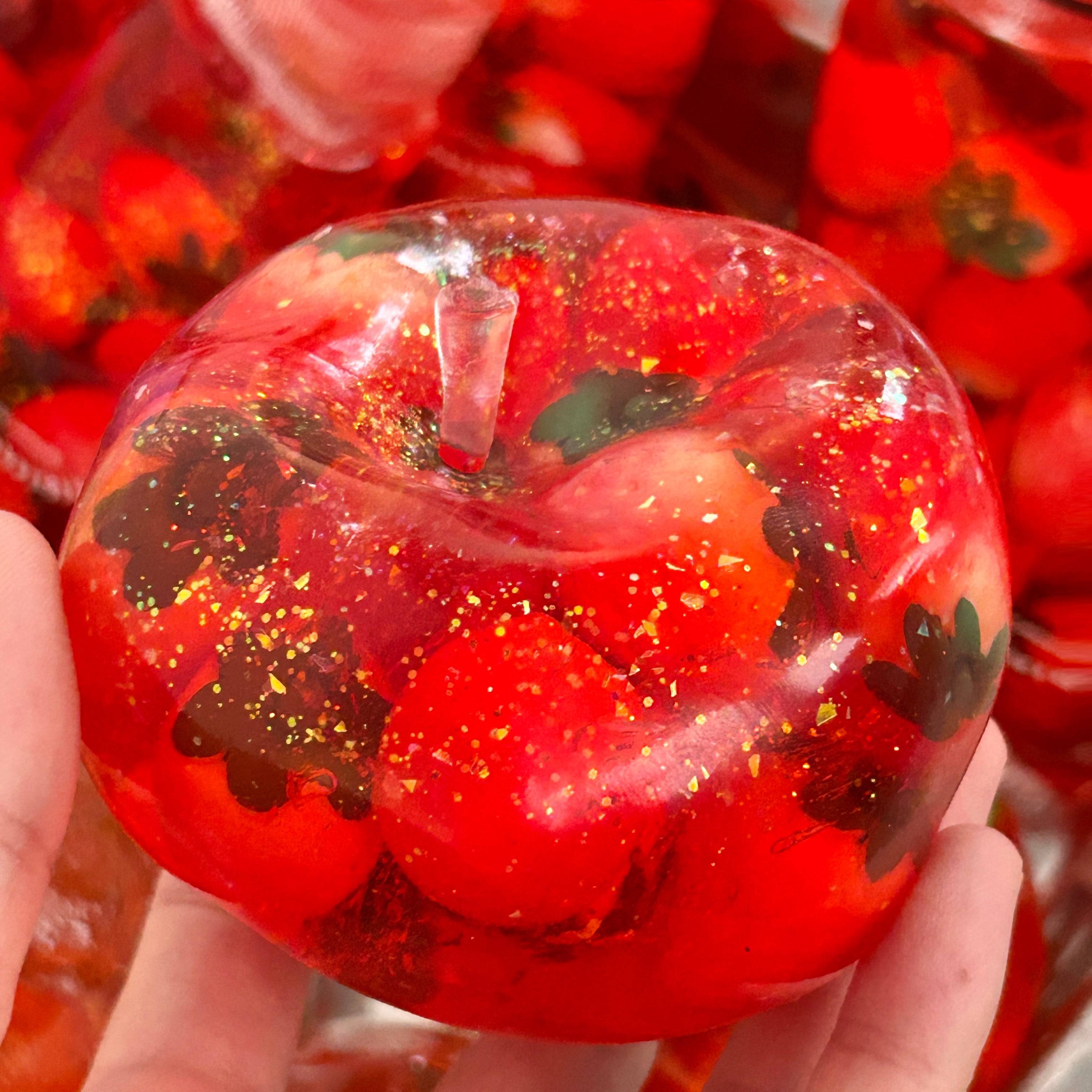 Strawberry Glitter Apple Squishy ✨