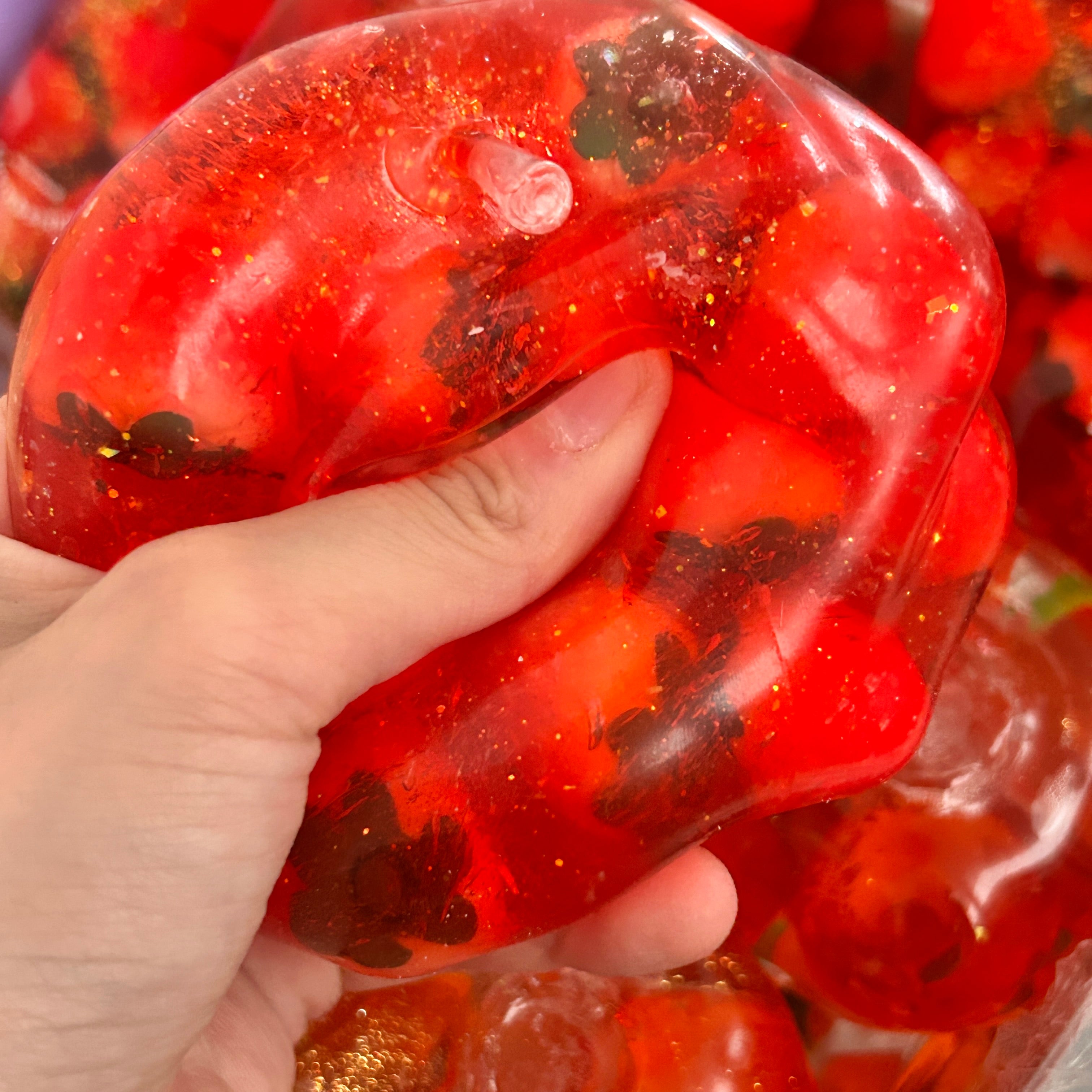 Strawberry Glitter Apple Squishy ✨