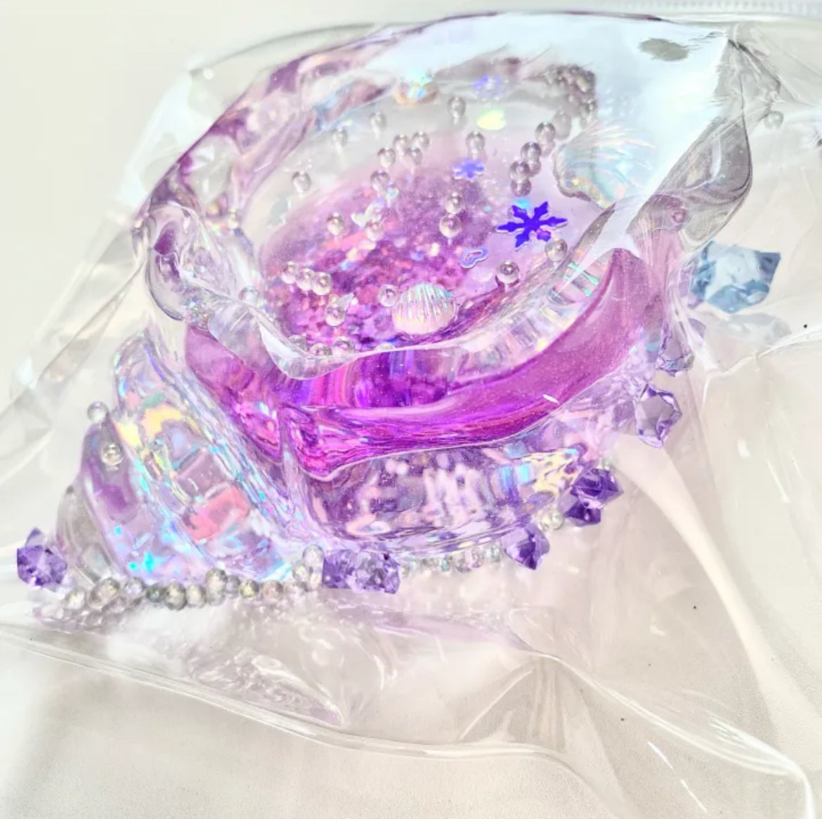 Sequined Transparent Conch Sea Shell Squishy Toy