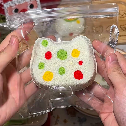 Christmas Cat Head Toast Squishy Toy