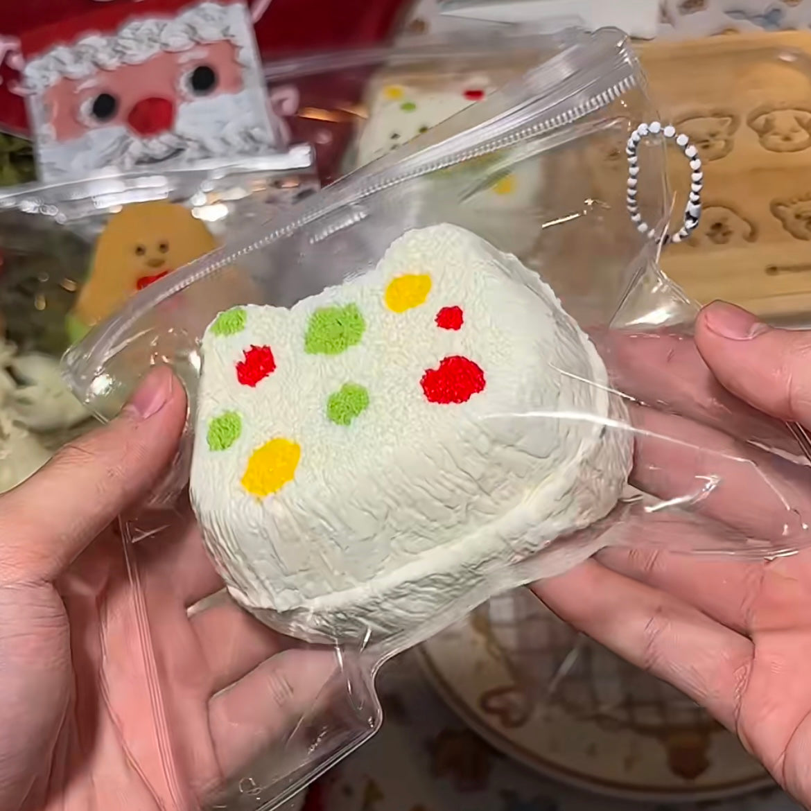 Christmas Cat Head Toast Squishy Toy