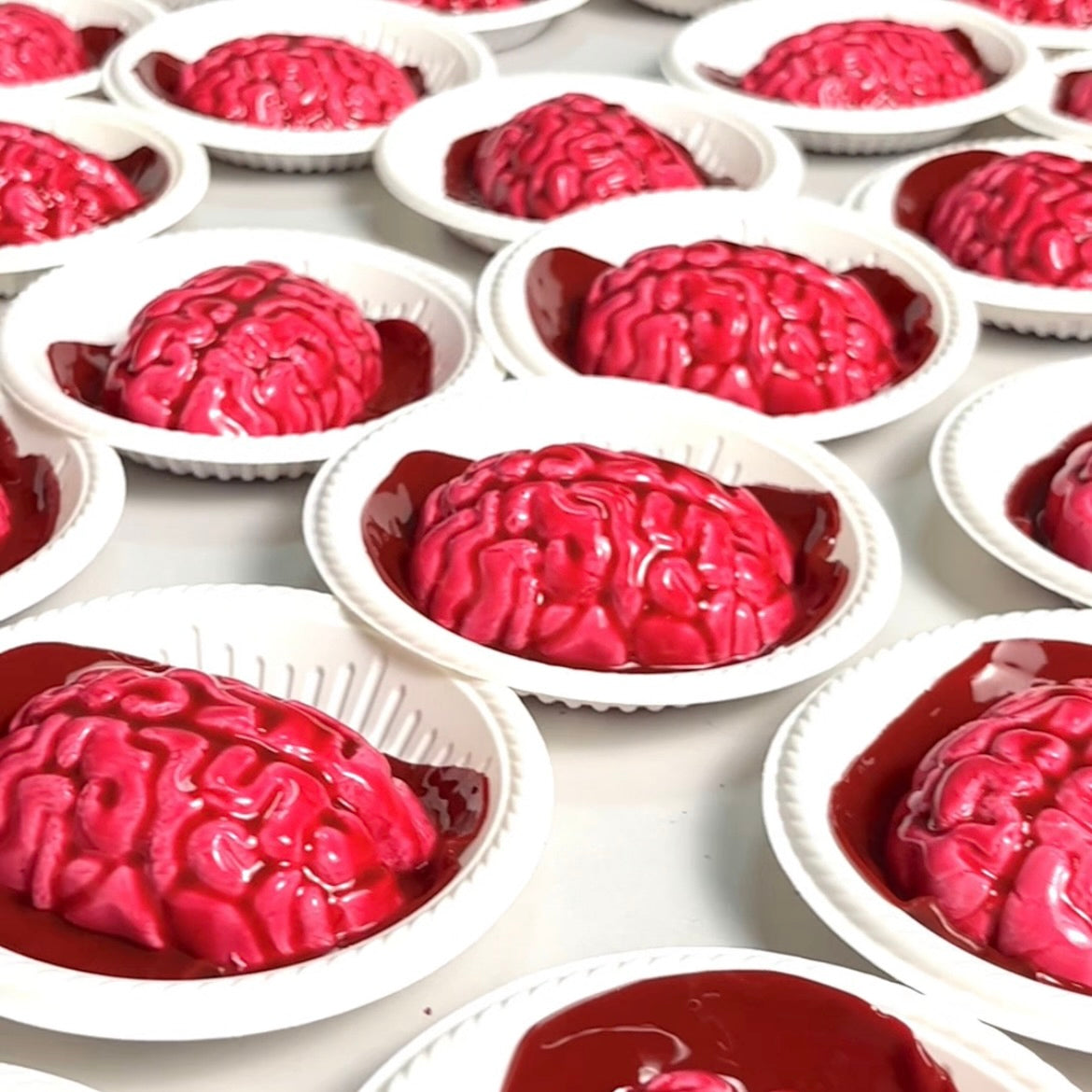 Halloween Gray Matter Splatter Squishy Toy on a Plate