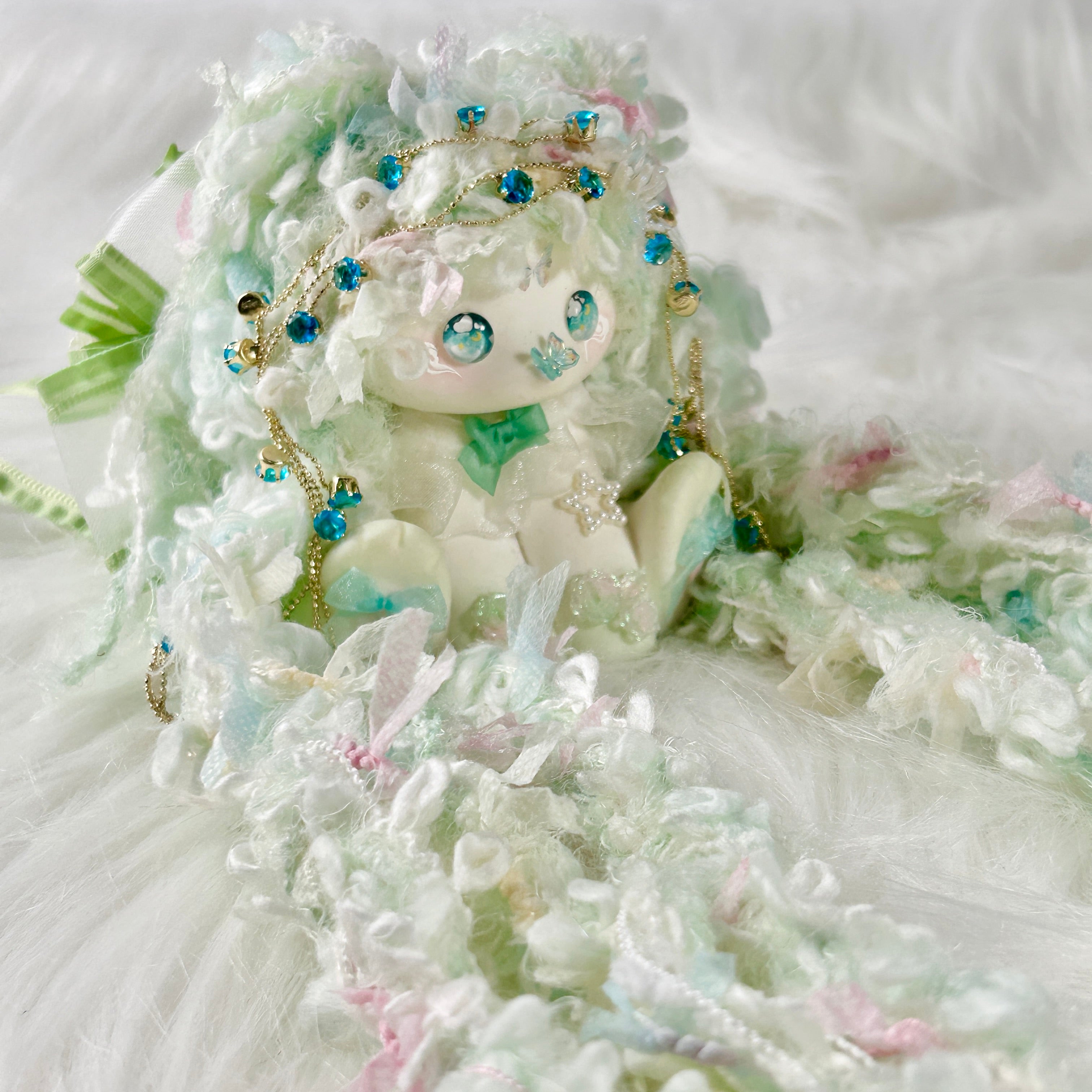 Moonlit Sea Mermaid Bunny Squishy Toy （one-of-a-kind)