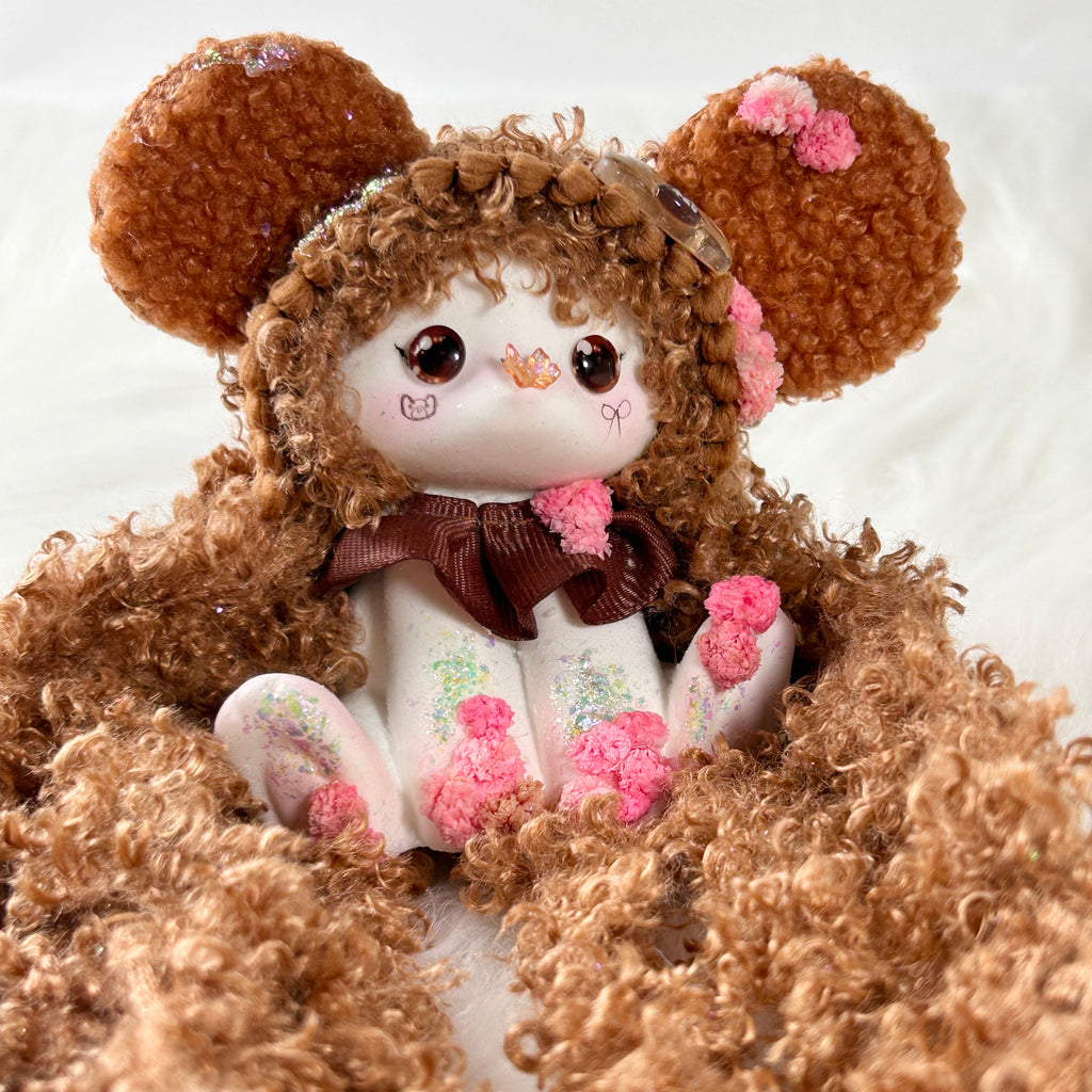 Curly Cocoa Bear Bunny Squishy Toy （one-of-a-kind)