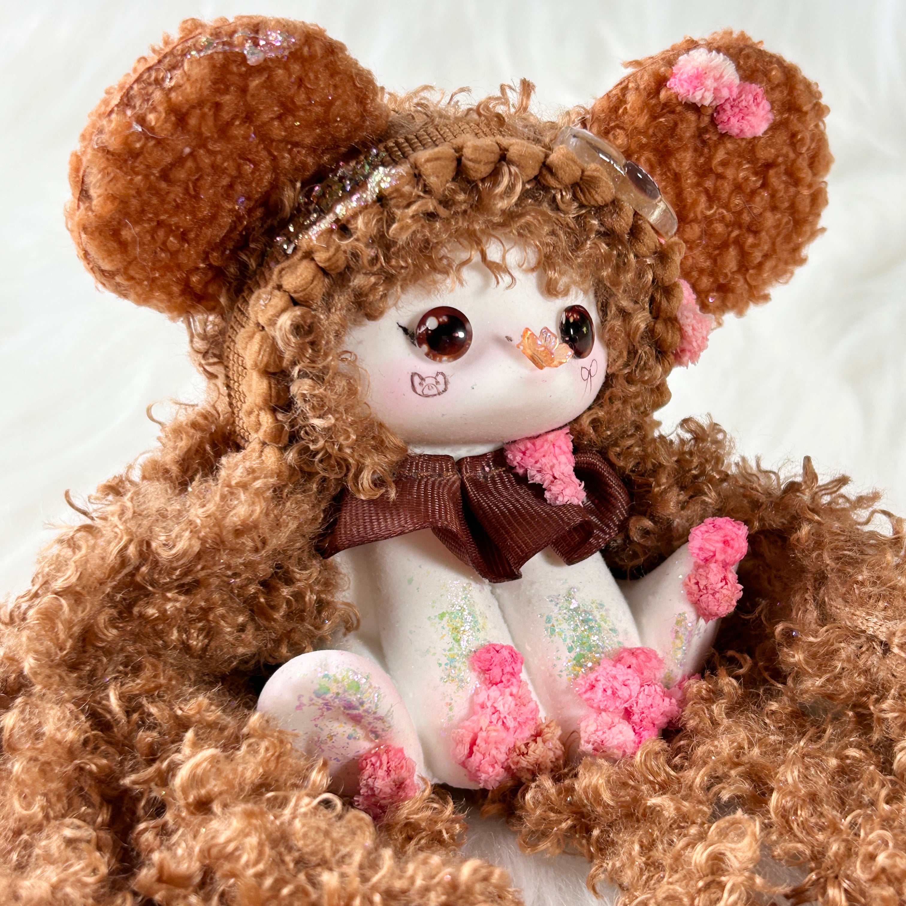 Curly Cocoa Bear Bunny Squishy Toy （one-of-a-kind)