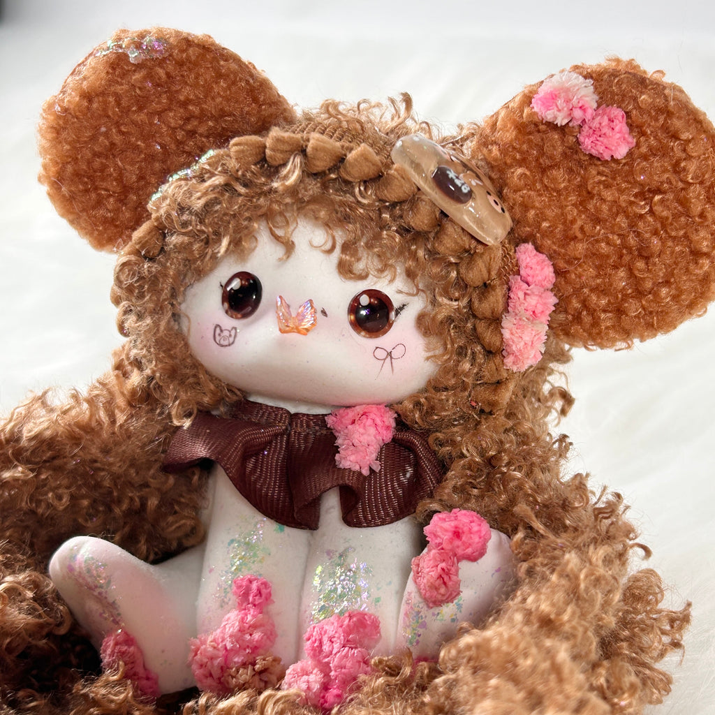 Curly Cocoa Bear Bunny Squishy Toy （one-of-a-kind)