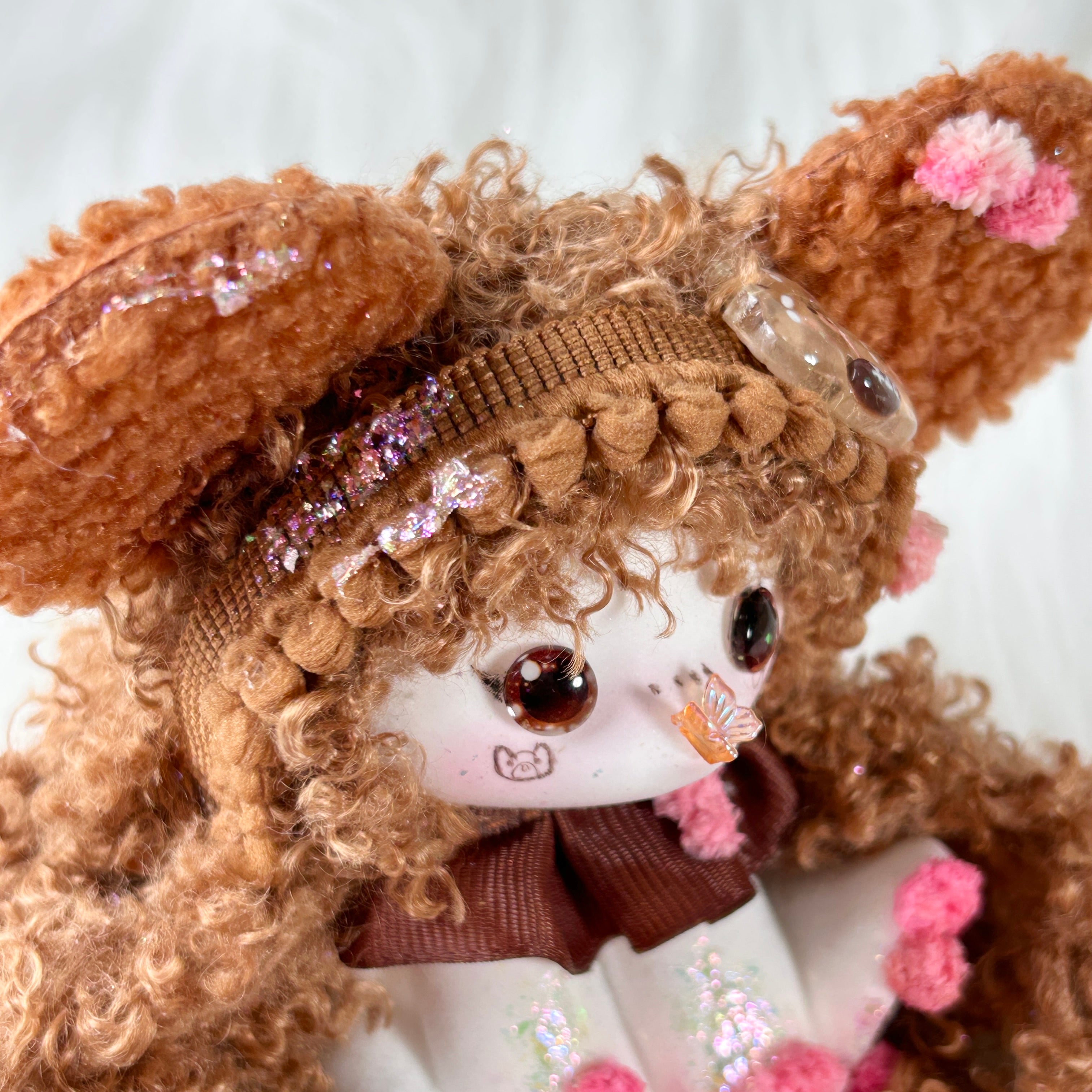 Curly Cocoa Bear Bunny Squishy Toy （one-of-a-kind)