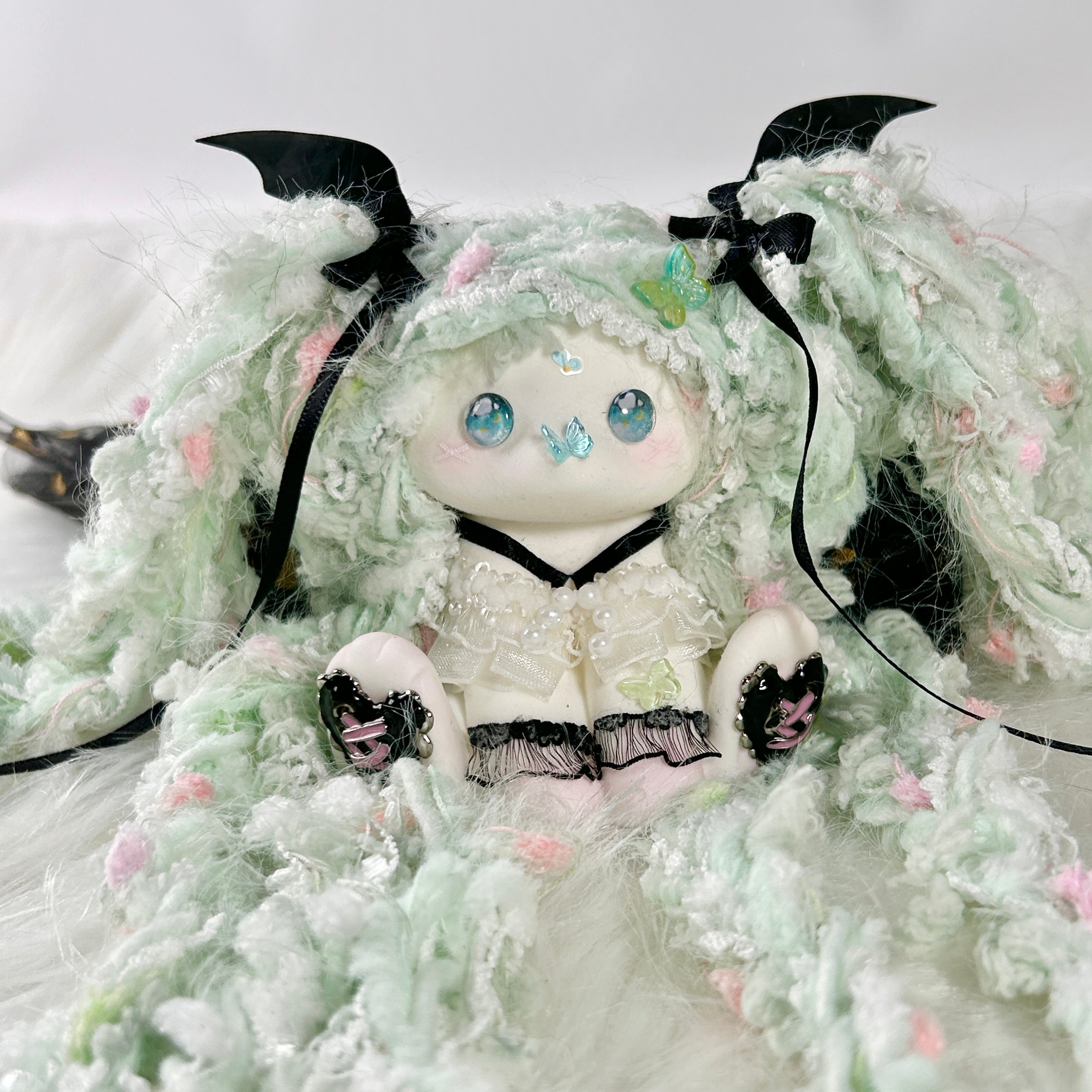 Mint Twin-Tail Little Demon Bunny Squishy Toy （one-of-a-kind)