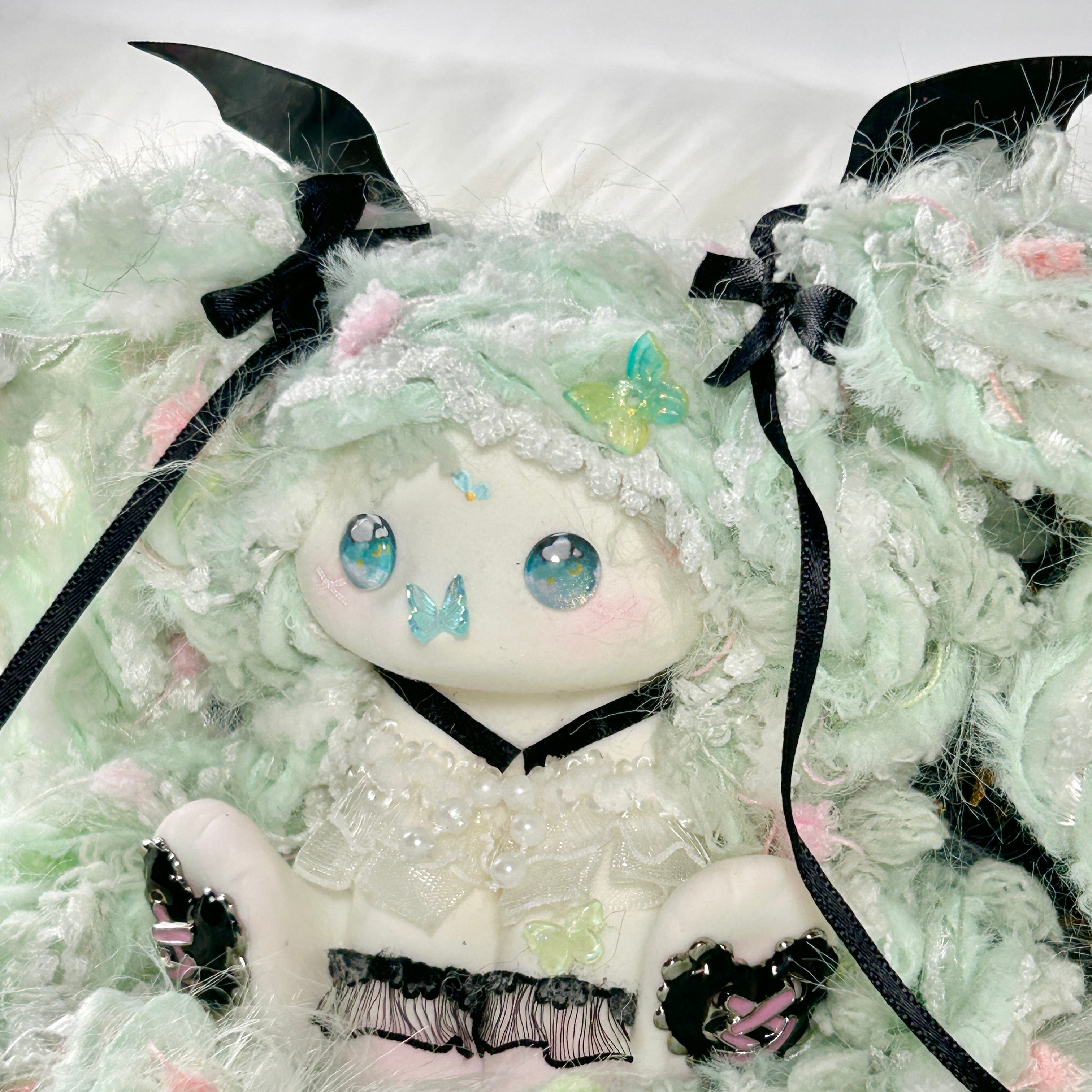 Mint Twin-Tail Little Demon Bunny Squishy Toy （one-of-a-kind)
