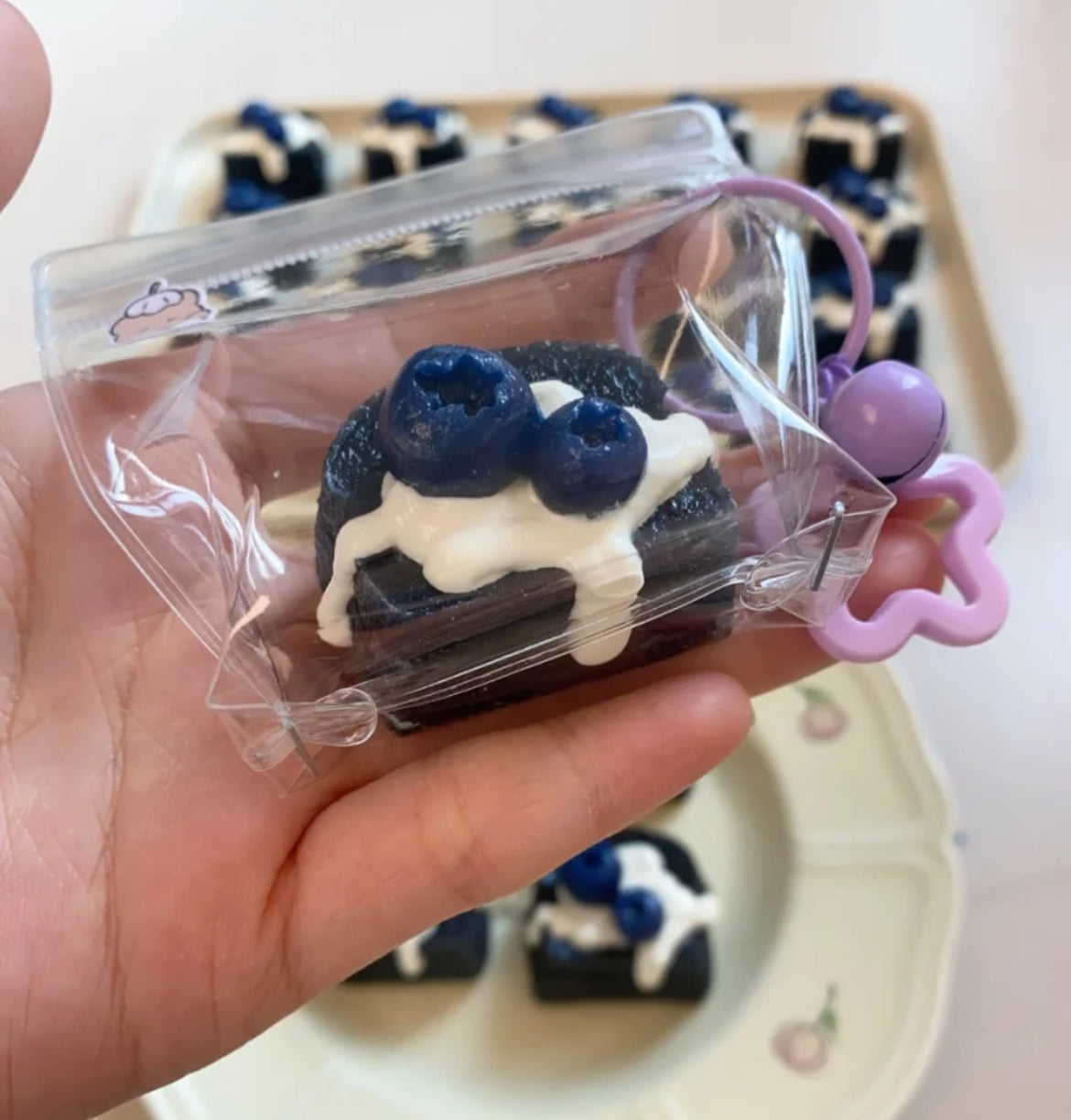 Mini Blueberry Chocolate Toast Squishy Toy
