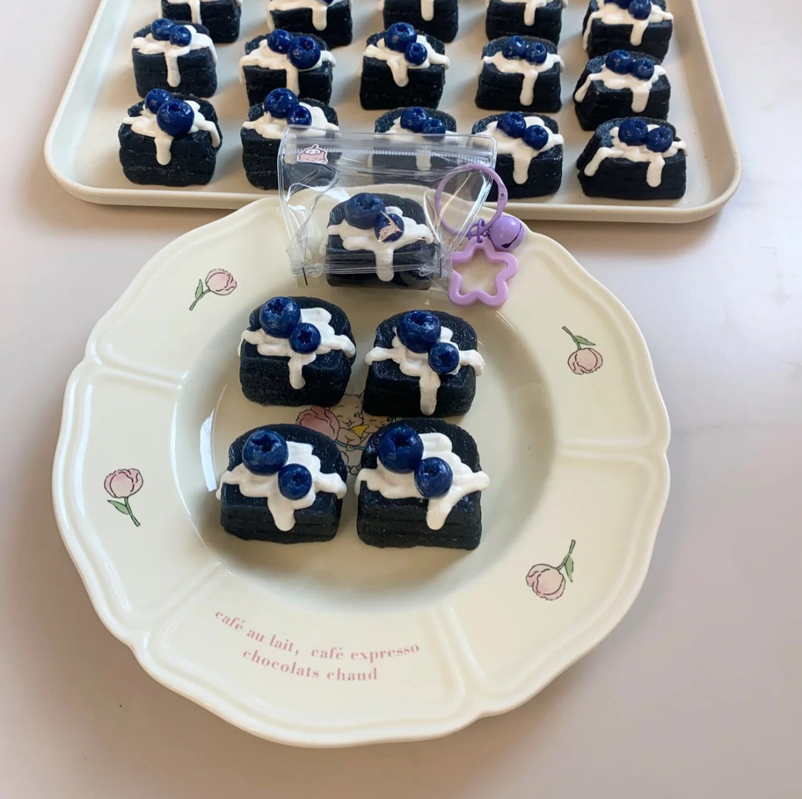 Mini Blueberry Chocolate Toast Squishy Toy