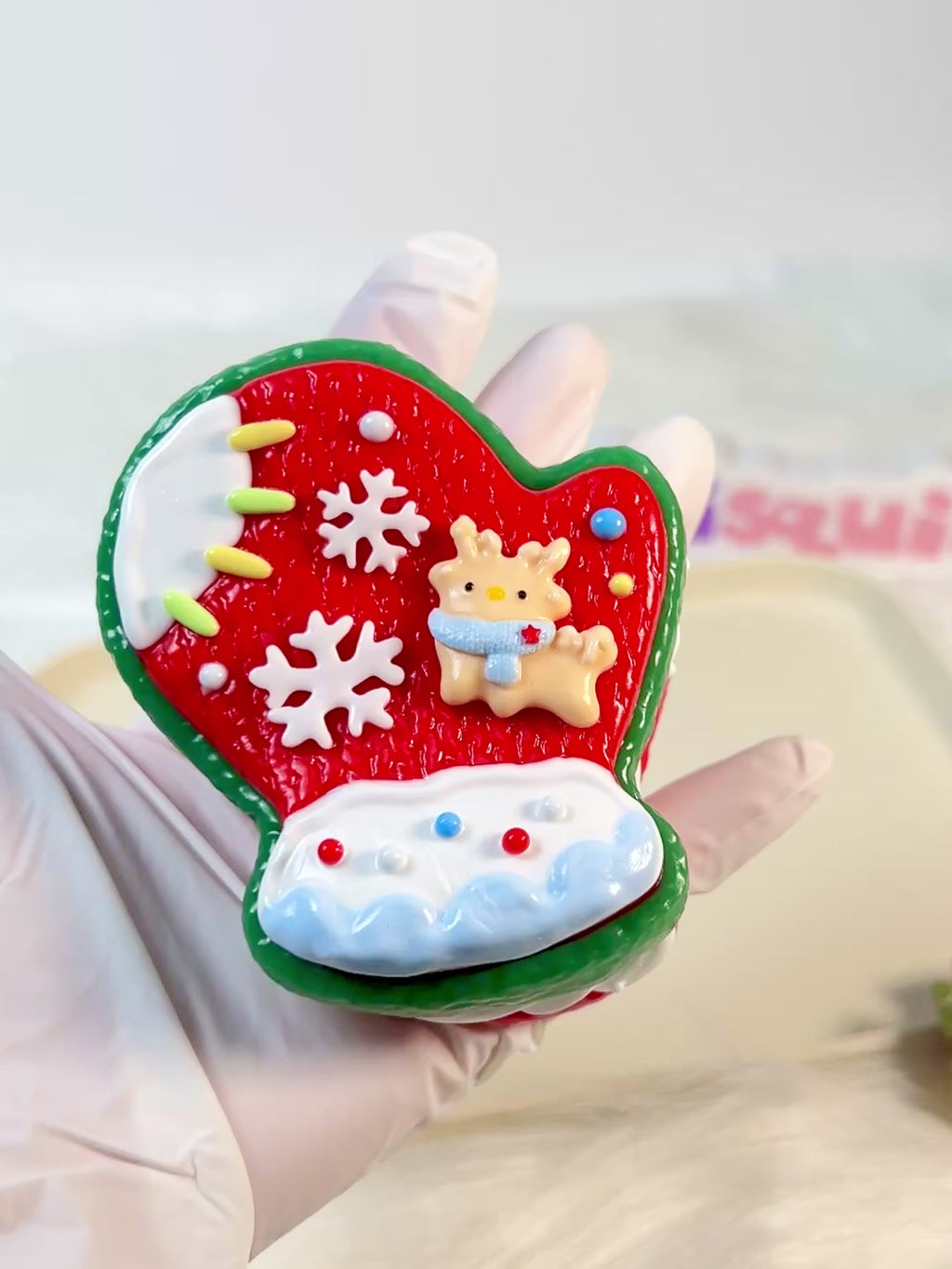Christmas Gloves Cookie Squishy Toy